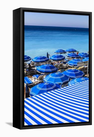 Beach Parasols, Nice, Alpes Maritimes, Provence, Cote D'Azur, French Riviera, France, Europe-Amanda Hall-Framed Premier Image Canvas