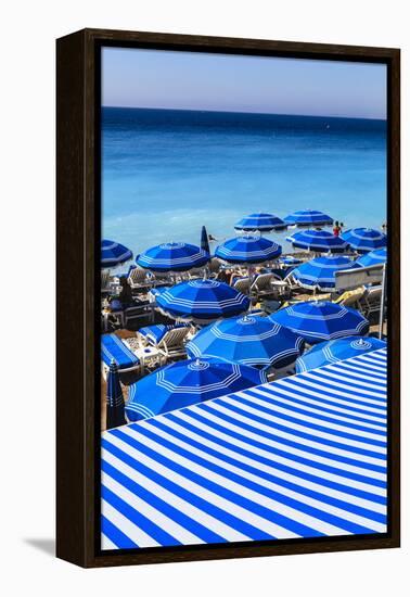 Beach Parasols, Nice, Alpes Maritimes, Provence, Cote D'Azur, French Riviera, France, Europe-Amanda Hall-Framed Premier Image Canvas