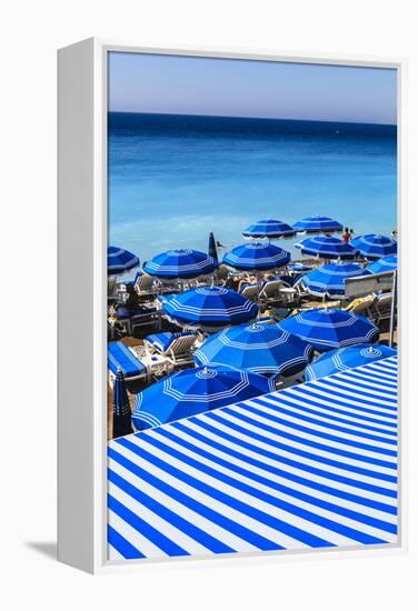 Beach Parasols, Nice, Alpes Maritimes, Provence, Cote D'Azur, French Riviera, France, Europe-Amanda Hall-Framed Premier Image Canvas