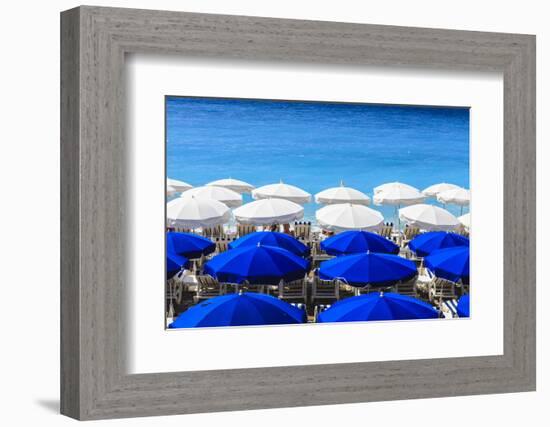 Beach Parasols, Nice, Alpes Maritimes, Provence, Cote D'Azur, French Riviera, France, Europe-Amanda Hall-Framed Photographic Print