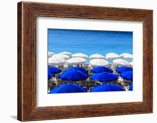 Beach Parasols, Nice, Alpes Maritimes, Provence, Cote D'Azur, French Riviera, France, Europe-Amanda Hall-Framed Photographic Print