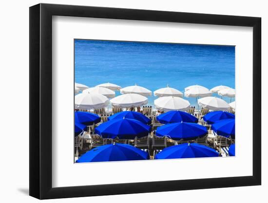 Beach Parasols, Nice, Alpes Maritimes, Provence, Cote D'Azur, French Riviera, France, Europe-Amanda Hall-Framed Photographic Print