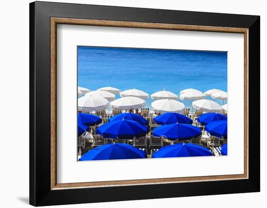 Beach Parasols, Nice, Alpes Maritimes, Provence, Cote D'Azur, French Riviera, France, Europe-Amanda Hall-Framed Photographic Print