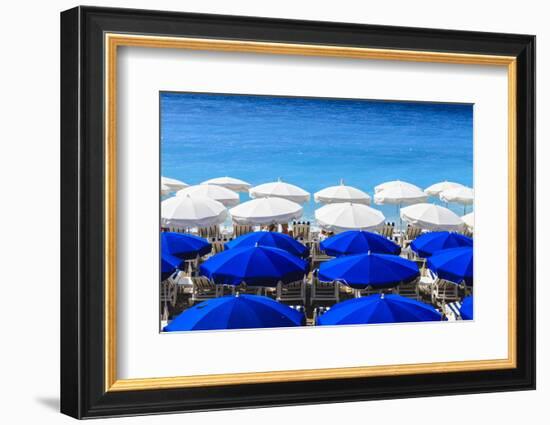 Beach Parasols, Nice, Alpes Maritimes, Provence, Cote D'Azur, French Riviera, France, Europe-Amanda Hall-Framed Photographic Print