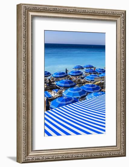 Beach Parasols, Nice, Alpes Maritimes, Provence, Cote D'Azur, French Riviera, France, Europe-Amanda Hall-Framed Photographic Print