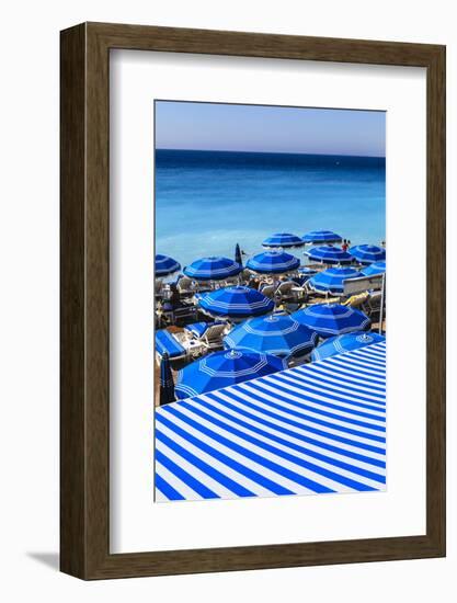 Beach Parasols, Nice, Alpes Maritimes, Provence, Cote D'Azur, French Riviera, France, Europe-Amanda Hall-Framed Photographic Print