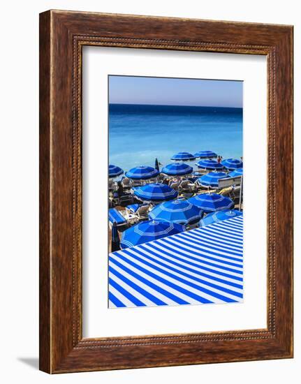 Beach Parasols, Nice, Alpes Maritimes, Provence, Cote D'Azur, French Riviera, France, Europe-Amanda Hall-Framed Photographic Print