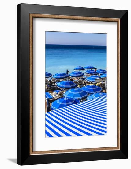 Beach Parasols, Nice, Alpes Maritimes, Provence, Cote D'Azur, French Riviera, France, Europe-Amanda Hall-Framed Photographic Print