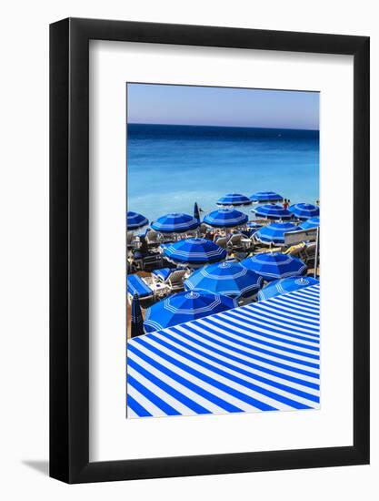 Beach Parasols, Nice, Alpes Maritimes, Provence, Cote D'Azur, French Riviera, France, Europe-Amanda Hall-Framed Photographic Print