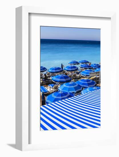 Beach Parasols, Nice, Alpes Maritimes, Provence, Cote D'Azur, French Riviera, France, Europe-Amanda Hall-Framed Photographic Print