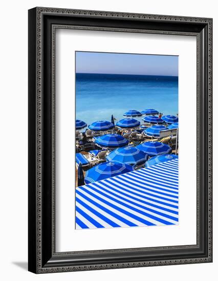 Beach Parasols, Nice, Alpes Maritimes, Provence, Cote D'Azur, French Riviera, France, Europe-Amanda Hall-Framed Photographic Print