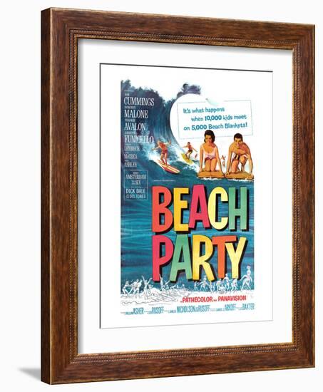 Beach Party, Annette Funicello, Frankie Avalon, 1963-null-Framed Photo