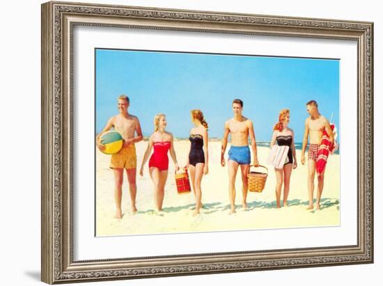 Beach Picnic, Retro-null-Framed Art Print