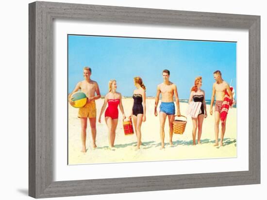 Beach Picnic, Retro-null-Framed Art Print