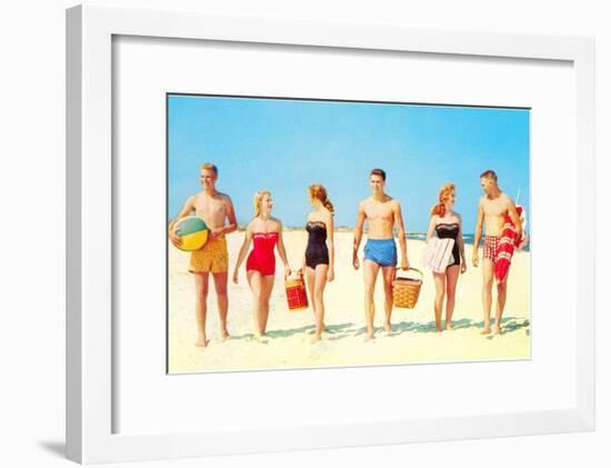 Beach Picnic, Retro-null-Framed Art Print