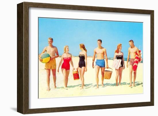 Beach Picnic, Retro-null-Framed Art Print