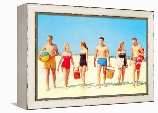 Beach Picnic, Retro-null-Framed Stretched Canvas