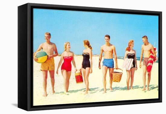 Beach Picnic, Retro-null-Framed Stretched Canvas