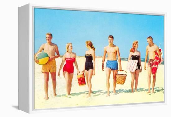 Beach Picnic, Retro-null-Framed Stretched Canvas