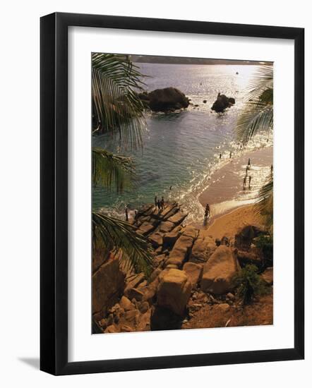 Beach, Playa Hornitos, Acapulco, Mexico-Walter Bibikow-Framed Photographic Print