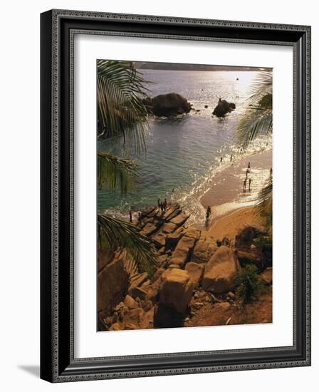 Beach, Playa Hornitos, Acapulco, Mexico-Walter Bibikow-Framed Photographic Print