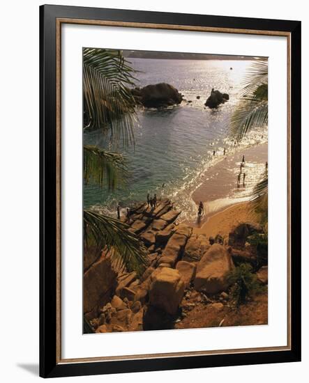 Beach, Playa Hornitos, Acapulco, Mexico-Walter Bibikow-Framed Photographic Print