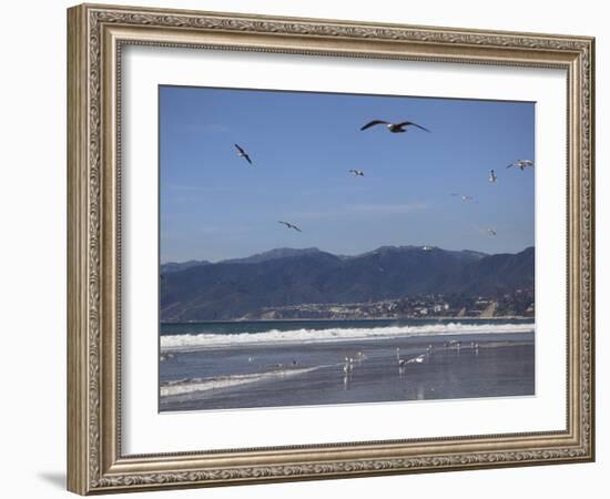 Beach, Santa Monica, Malibu Mountains, Los Angeles, California-Wendy Connett-Framed Photographic Print