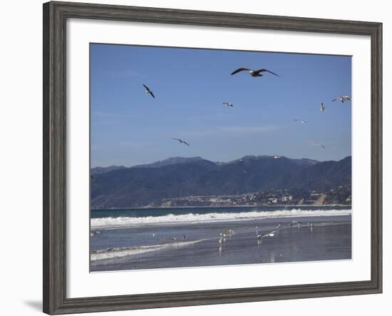 Beach, Santa Monica, Malibu Mountains, Los Angeles, California-Wendy Connett-Framed Photographic Print