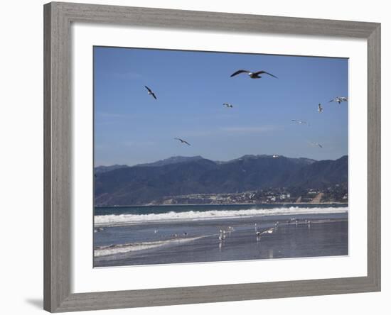 Beach, Santa Monica, Malibu Mountains, Los Angeles, California-Wendy Connett-Framed Photographic Print