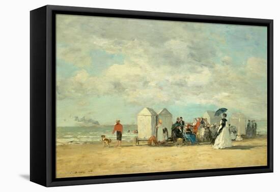 Beach Scene, 1862 (Oil on Wood)-Eugene Louis Boudin-Framed Premier Image Canvas