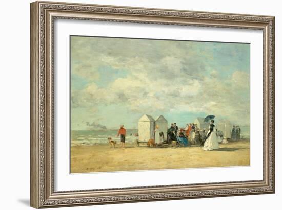 Beach Scene, 1862 (Oil on Wood)-Eugene Louis Boudin-Framed Giclee Print