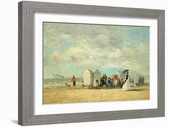 Beach Scene, 1862 (Oil on Wood)-Eugene Louis Boudin-Framed Giclee Print