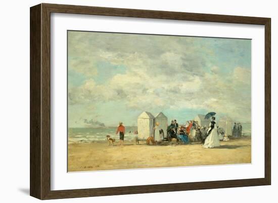 Beach Scene, 1862 (Oil on Wood)-Eugene Louis Boudin-Framed Giclee Print