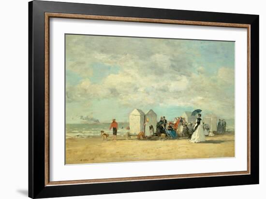 Beach Scene, 1862 (Oil on Wood)-Eugene Louis Boudin-Framed Giclee Print