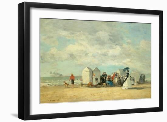 Beach Scene, 1862 (Oil on Wood)-Eugene Louis Boudin-Framed Giclee Print