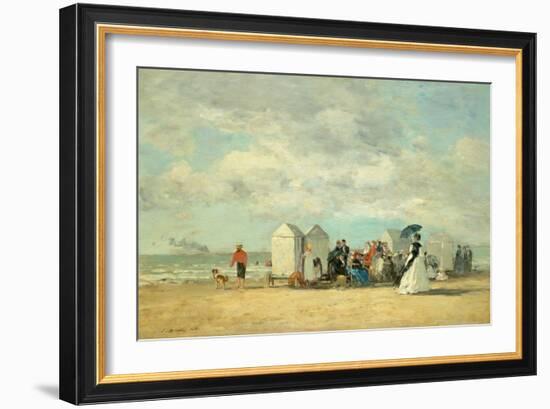 Beach Scene, 1862 (Oil on Wood)-Eugene Louis Boudin-Framed Giclee Print