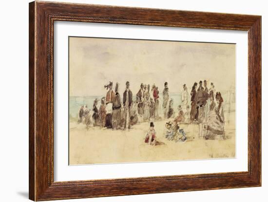 Beach Scene, 1864 (Pen & Ink & W/C on Paper)-Eugene Louis Boudin-Framed Giclee Print