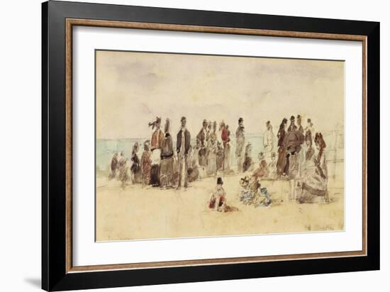 Beach Scene, 1864 (Pen & Ink & W/C on Paper)-Eugene Louis Boudin-Framed Giclee Print