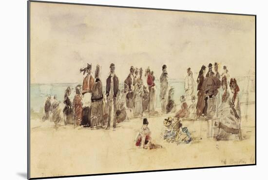 Beach Scene, 1864 (Pen & Ink & W/C on Paper)-Eugene Louis Boudin-Mounted Giclee Print