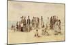 Beach Scene, 1864 (Pen & Ink & W/C on Paper)-Eugene Louis Boudin-Mounted Giclee Print