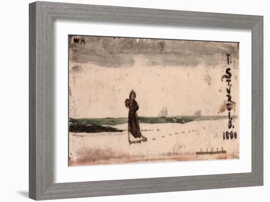 Beach Scene, 1880 (Ceramic Tile)-Winslow Homer-Framed Giclee Print