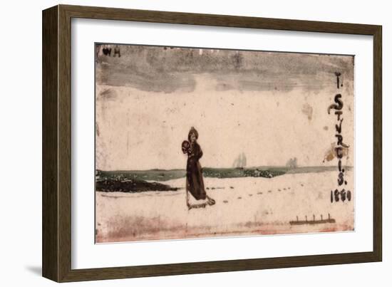 Beach Scene, 1880 (Ceramic Tile)-Winslow Homer-Framed Giclee Print