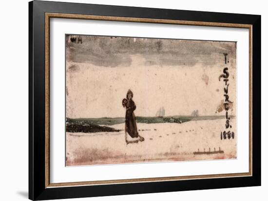 Beach Scene, 1880 (Ceramic Tile)-Winslow Homer-Framed Giclee Print