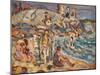 Beach Scene and Hill (Oil on Panel)-Maurice Brazil Prendergast-Mounted Giclee Print