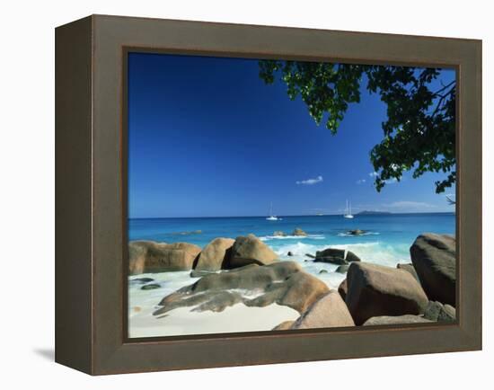 Beach Scene, Anse Lazio, Praslin, Seychelles, Indian Ocean, Africa-Lee Frost-Framed Premier Image Canvas