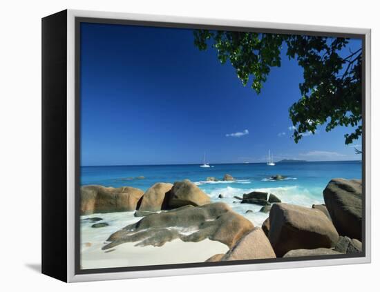 Beach Scene, Anse Lazio, Praslin, Seychelles, Indian Ocean, Africa-Lee Frost-Framed Premier Image Canvas