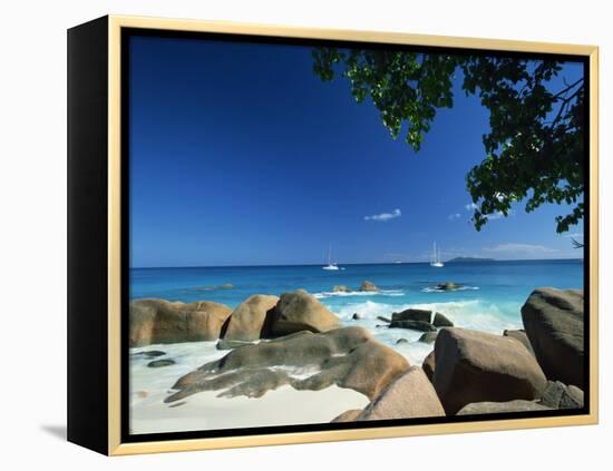 Beach Scene, Anse Lazio, Praslin, Seychelles, Indian Ocean, Africa-Lee Frost-Framed Premier Image Canvas