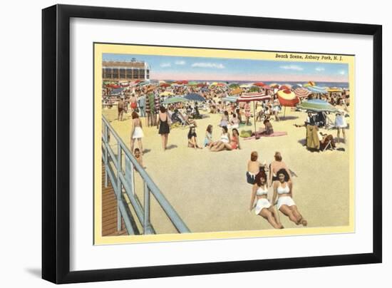 Beach Scene, Asbury Park, New Jersey-null-Framed Art Print