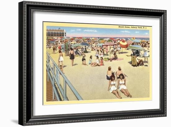 Beach Scene, Asbury Park, New Jersey-null-Framed Art Print