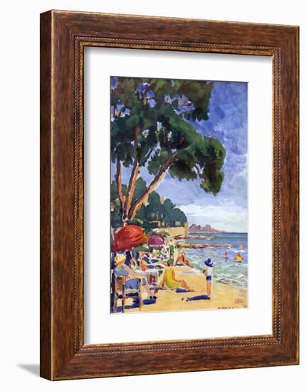 Beach Scene at Juan-Les-Pins-null-Framed Photographic Print